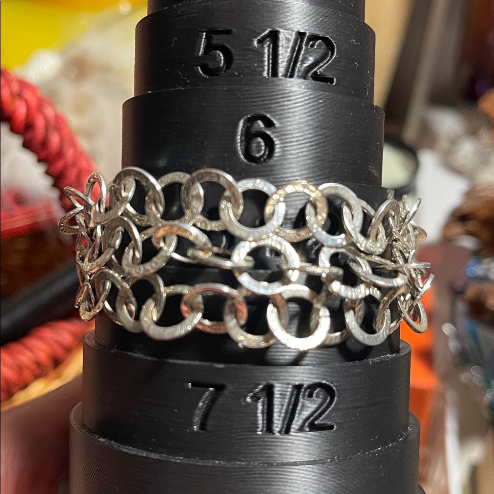 3-strand Circle Link Silver-tone Bracelet - size 7